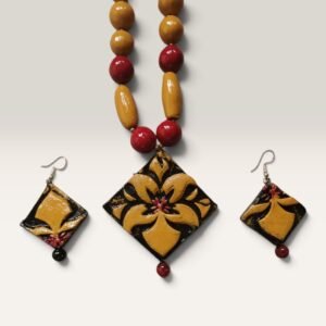 Golden Blossom Terracotta Necklace Set